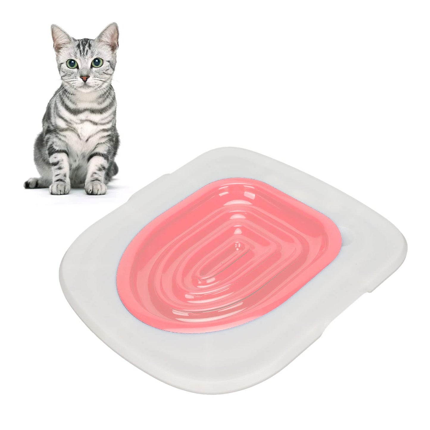 Entrenador de Inodoro para Gatos, Alta Capacidad de Carga, Bandeja Blanca con Soporte Interior Rosa para el Hogar