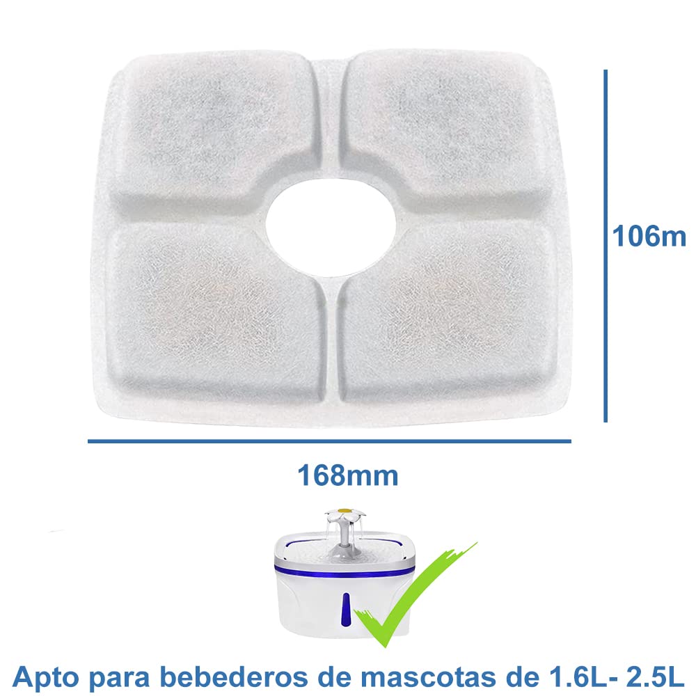 Hisemy Filtro para Fuente de Agua para Gatos,6 Pcs Filtros de Repuesto de Carbono para Fuente para Mascotas，Sistema de Triple Filtracion