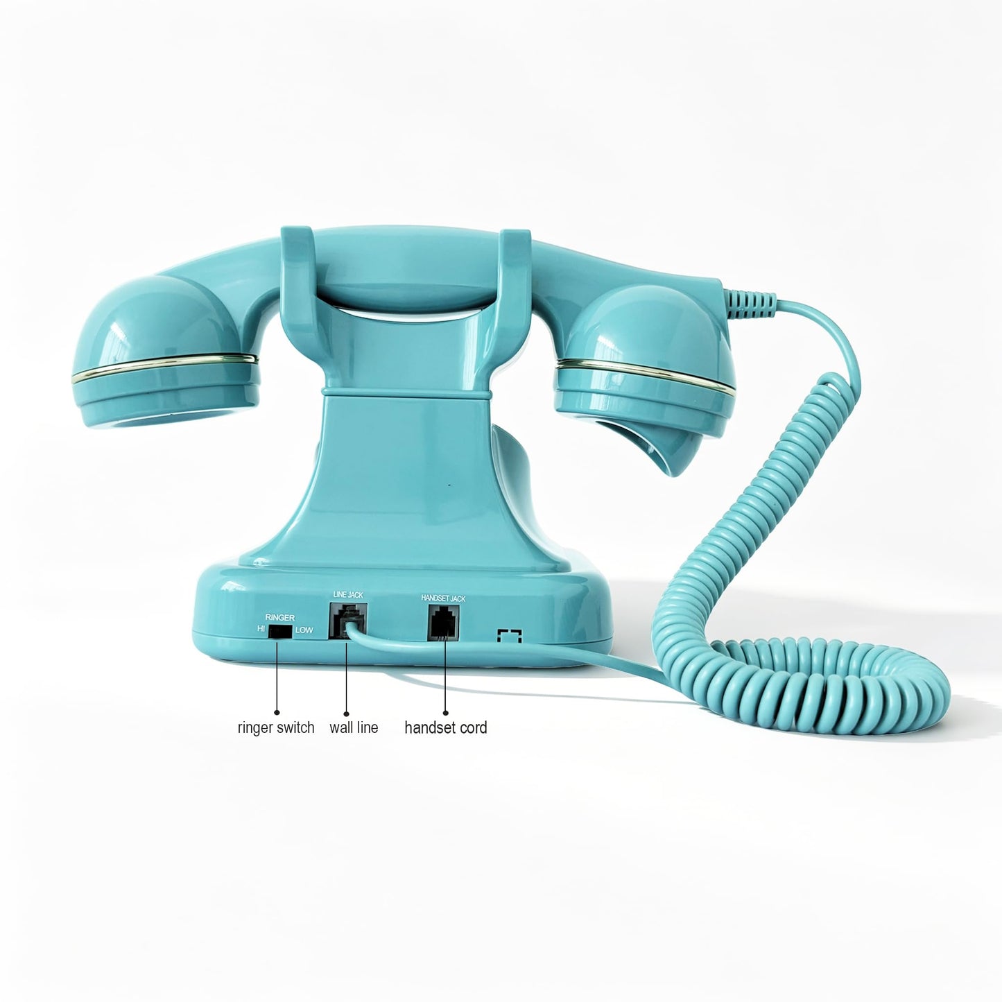 Teléfonos de teléfono fijo retro azul, teléfono clásico con cable con timbre fuerte y remarcación, teléfono de computadora clásico para el hogar, oficina, hotel, escuela, teléfono antiguo decorativo