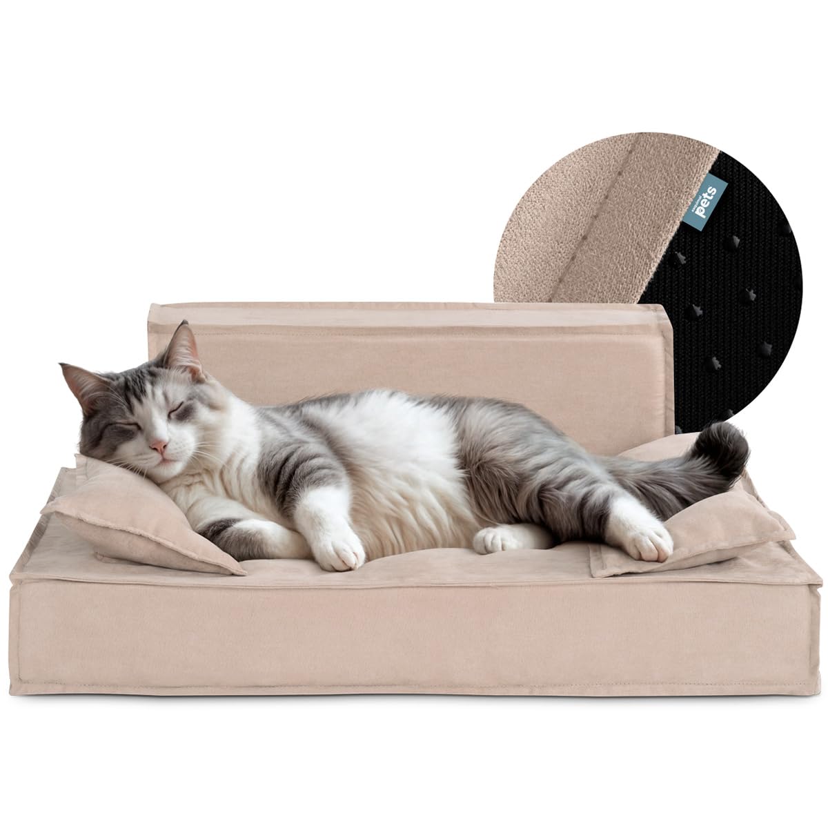 Sofá Cama Ortopédica ESQUIMAL Champagne con Funda Lavable para Perros y Mascotas