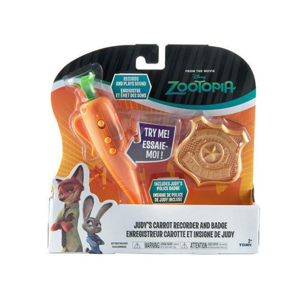 Juguete Tomy Zootopia Zanahoria Grabadora y Distintivo de Judy