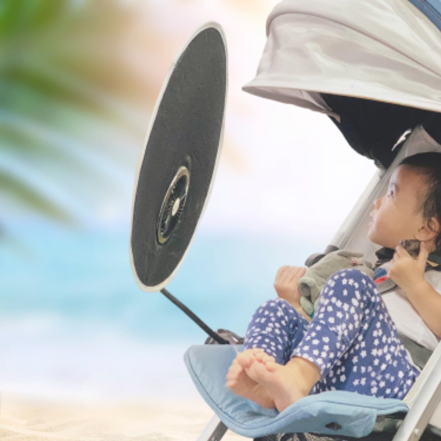 carriola para bebé con parasol, asiento de coche, silla de playa – Cool Shade UPF50 Clip On Baby Infant, protección solar, recargable