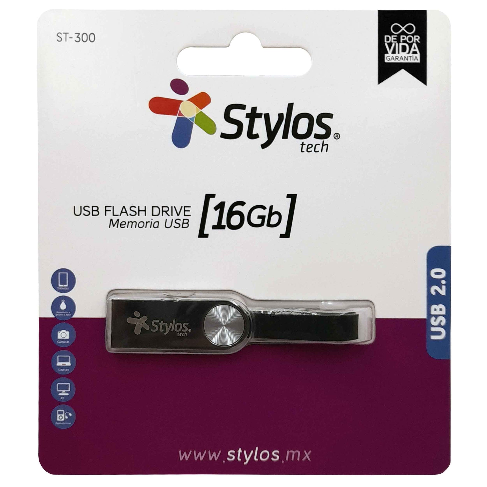 Kit de 5 Memorias USB Flash Drive De 16GB Stylos Modelo (STMUS316B) Correa Integrada Nuevo Modelo Soporta USB 2.0 Compatible con USB 2.0/Hot Plug&Play CÓMPUTO Y PAPELERÍA.
