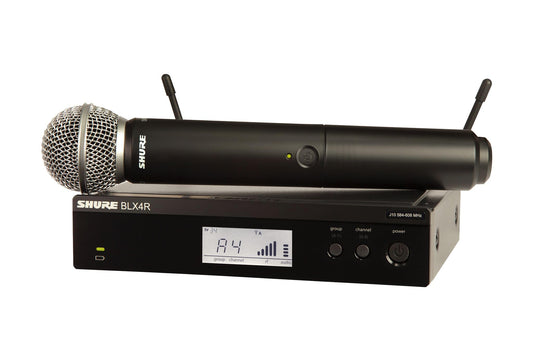 Sistema de Micrófono Inalámbrico Shure BLX24R SM58 Banda H10 con Receptor de Montaje en Rack y Transmisor de Mano para Actuaciones Vocales