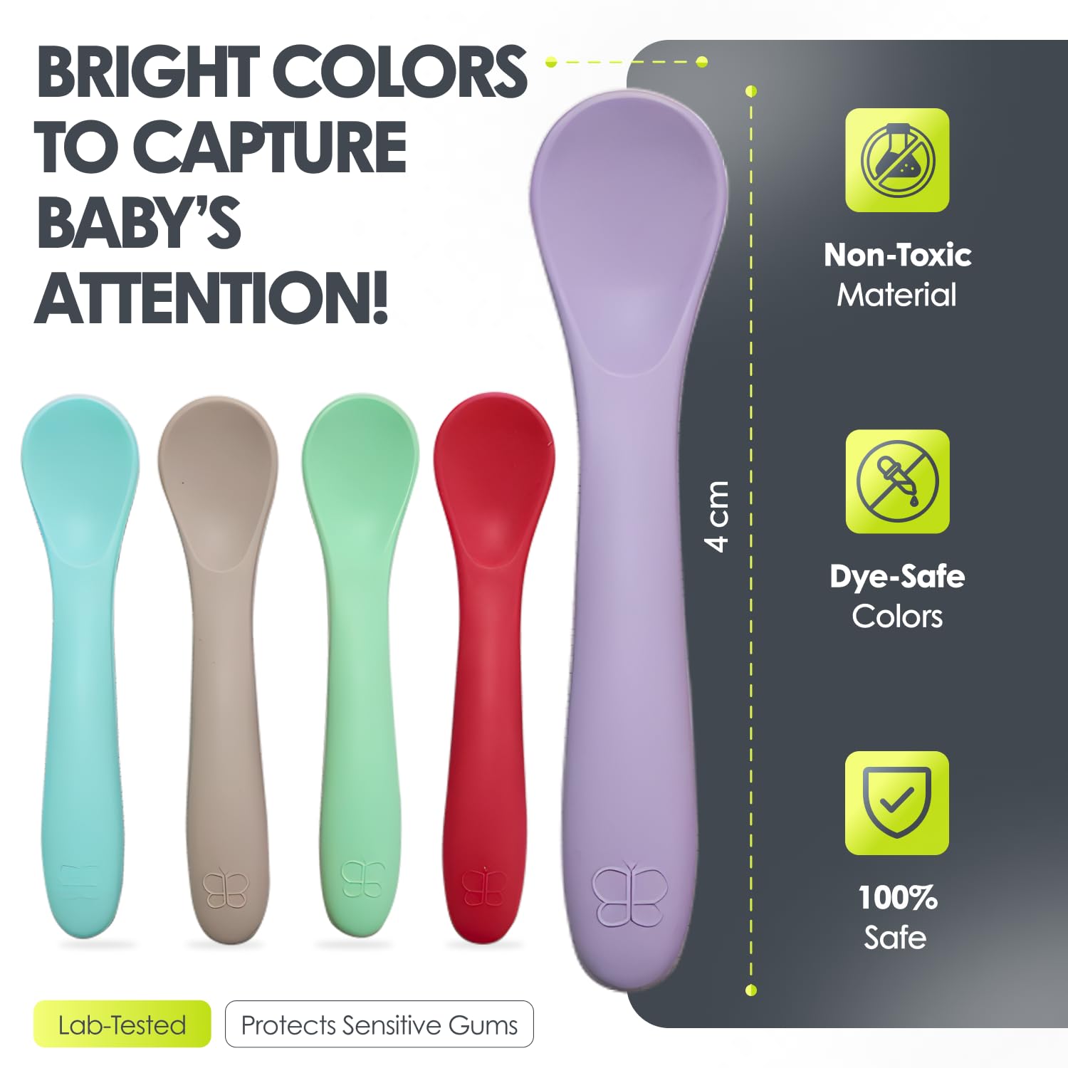 bblüv - Spoön - 5 cucharas de silicona para bebés - Cucharas para niños pequeños, para autoalimentación para bebés, silicona de grado alimenticio, sin BPA, apta para lavavajillas (Pink)