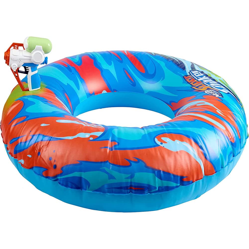 Flotador Inflable NERF Super Soaker Azul con Mega Water Blaster