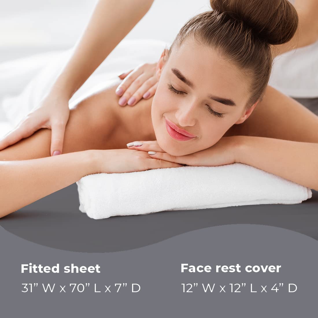 ForPro Waterproof SPA Treatment Massage Sheet Set for Massage Tables, Machine-Washable, Includes Fitted Sheet and Face Rest Cover, Cool Grey