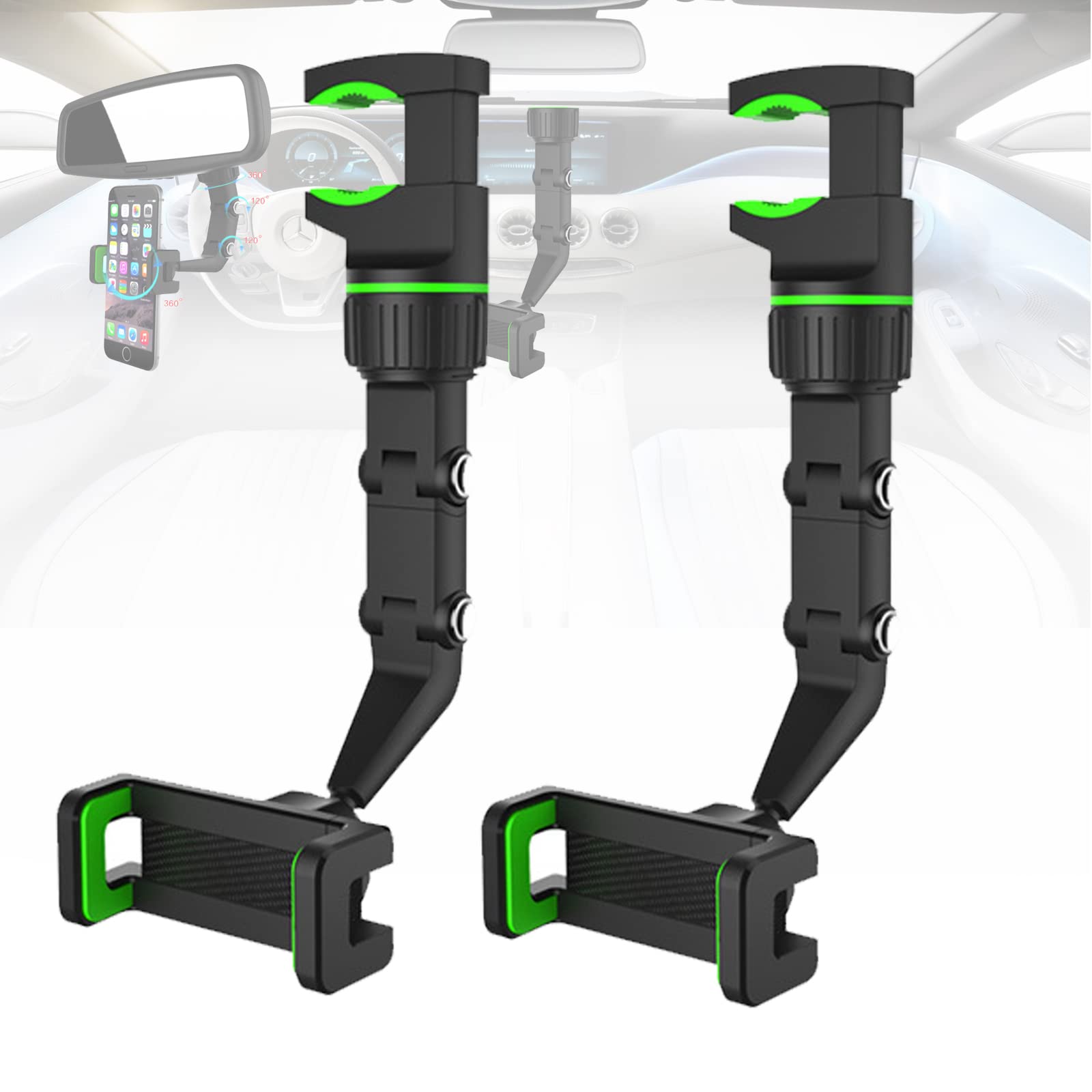 Soporte para Teléfono Celular para Coche Giratorio 360 Grados de 4 a 6.1 Pulgadas Clip de Montaje en Espejo Retrovisor