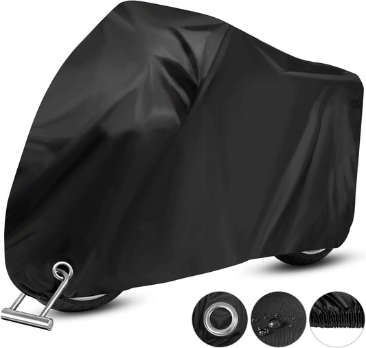 Cubierta Impermeable para Motocicletas,Protección contra el Polvo,Funda universal impermeable para motocicleta con protección solar,Cubierta para Scooter de Motor, Lona con Orificios de Bloqueo