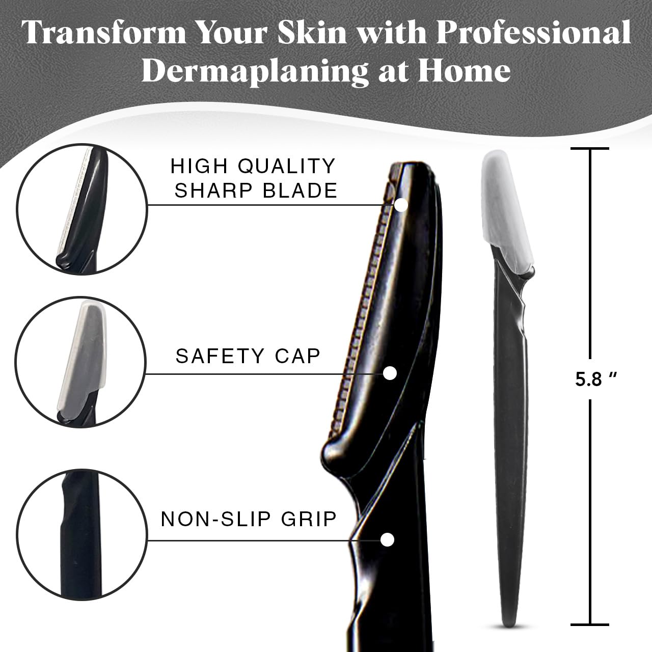 Kitsch Pro Dermaplaning, juego de herramientas de depilación facial para mujeres, maquinilla de afeitar de cejas y maquinilla de afeitar facial para mujeres, paquete de 12 (Negro)