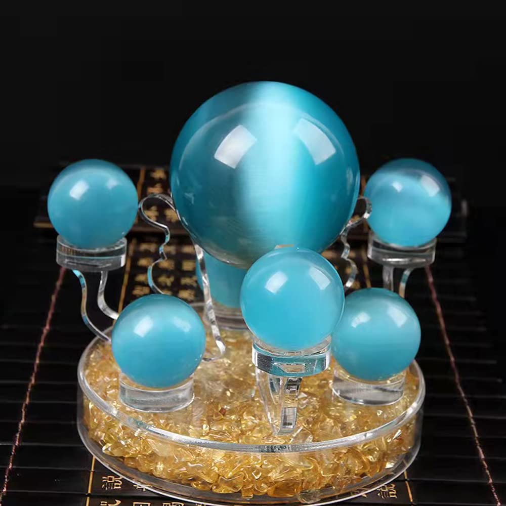 Bolas baoding de vidrio artificial de ojo de tigre azul claro de 1.57 pulgadas, bolas de salud chinas de cuarzo curativo para terapia de manos, alivio del estrés y ejercicio con dedos y muñeca con bolsa de transporte (paquete en caja) M43