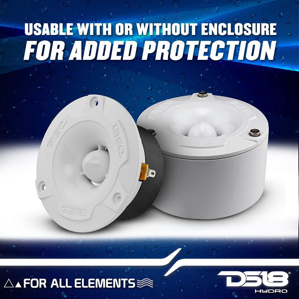 DS18 NXL-T1 Marine - Altavoz de agudos de aluminio impermeable VC de 240 W máximo, 4 ohmios, cruce integrado, ideal para barcos, deportes de motor, motocicleta, ATV UTV (2 altavoces resistentes al