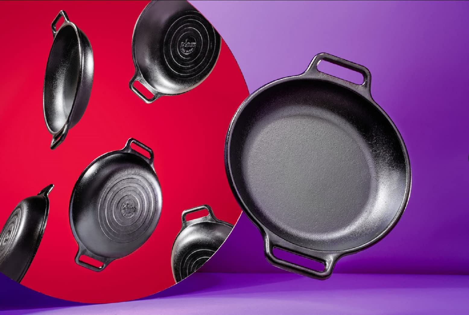 Lodge BOLD Sartén de hierro fundido sazonado de 12 pulgadas con asas de bucle, utensilios de cocina de diseño hacia adelante