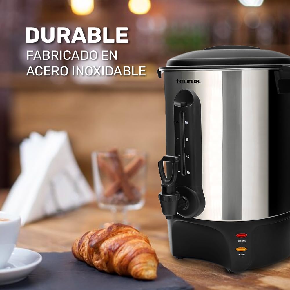 Cafetera Percoladora Taurus Acero Inoxidable 60 Tazas con Indicadores Luminosos