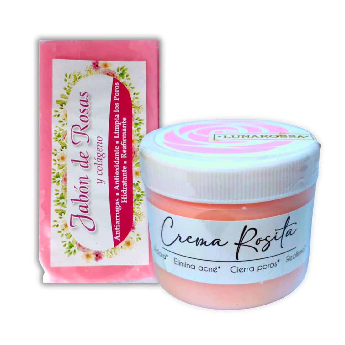 Kit Crema Rosita de Obregón y Jabón Natural Artesanal Originales 100gr Protección Solar 15 con Rosas Colágeno Células Madre +