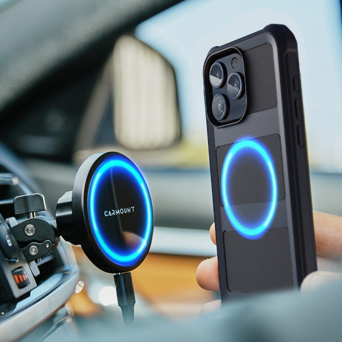 Funda Serie Falcon Encased Negra Antigolpes Magnética Compatible con MagSafe para iPhone 15 Pro MAX