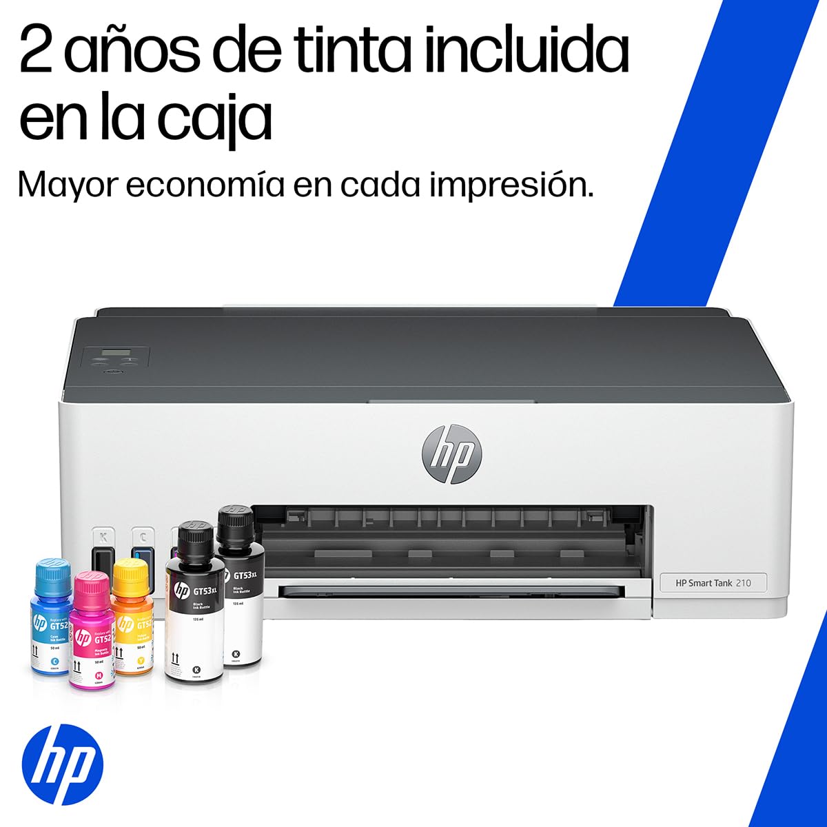 HP Impresora Smart Tank 210, Tinta Continua, Color, Wi-Fi,USB, Bluetooth, Dúplex (Doble Cara) Manual, Impresión Smart App, hasta 2 años de Garantía* (3D4L3A)