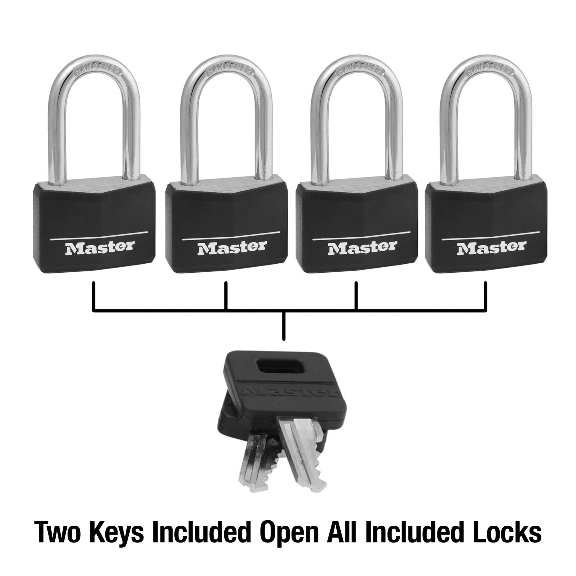 Candado de Aluminio Master Lock Negro Paquete de 4 Llaves Similares