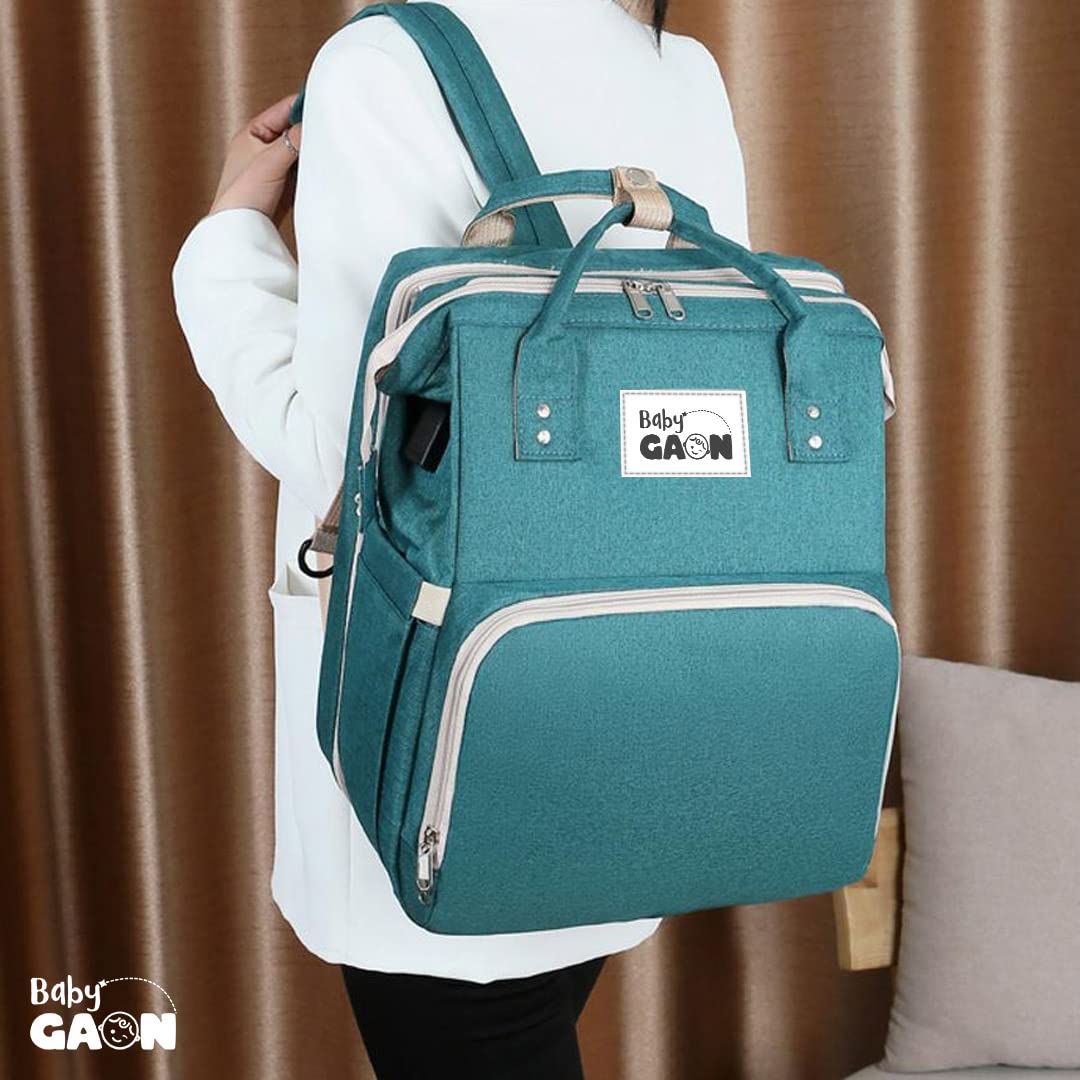 Mochila Moderna Térmica Con Cambiador Pañalera Multifuncional, Bolso Pañales Gran Capacidad, 15 Compartimientos Organizadores Moderna Bolsa de Pañales … (Verde.)-#11001001013101010502#