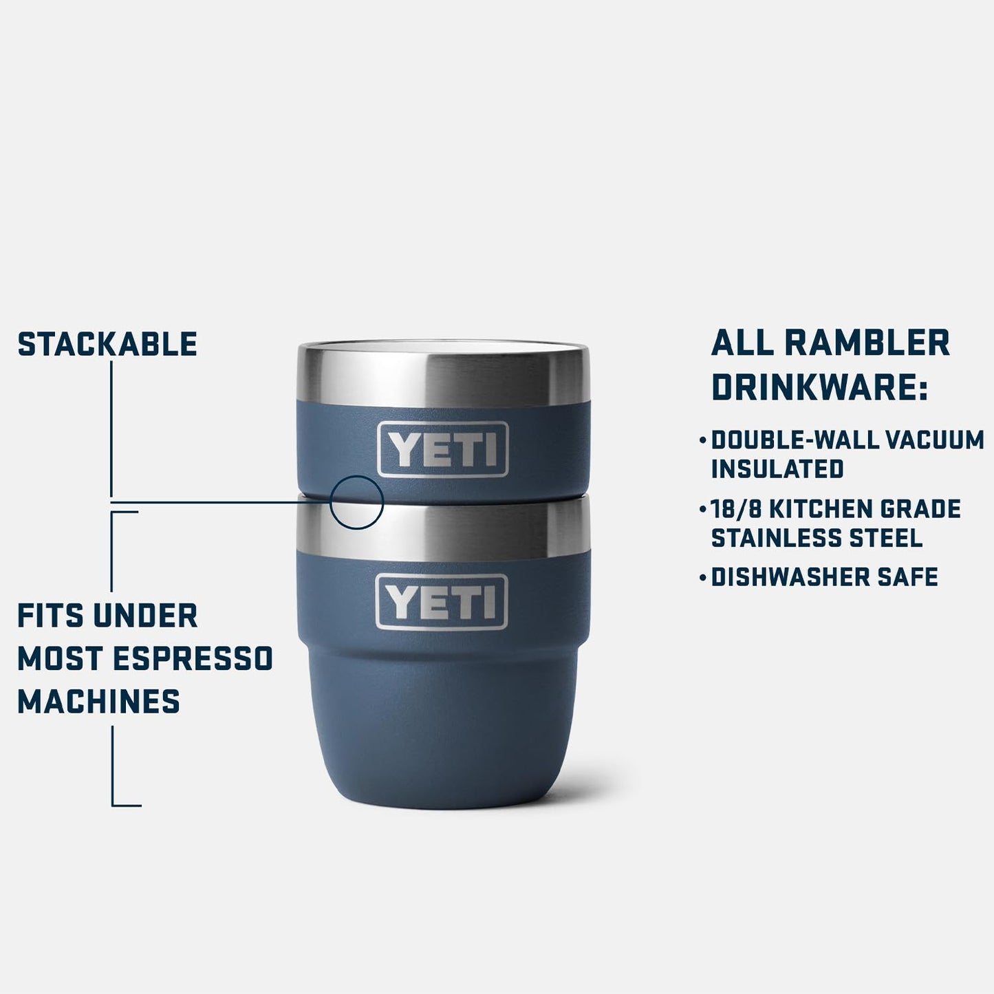 Taza Apilable YETI Rambler Rojo Acero Inoxidable Aislada al Vacío 4 oz Paquete de 2