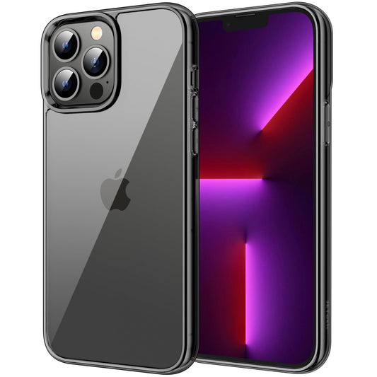 JETech Funda para iPhone 13 Pro MAX 6,7 Pulgadas, Anti-Amarillo Carcasa de Parachoques Prueba Golpes, Respaldo Transparente Antiarañazos (Negro)