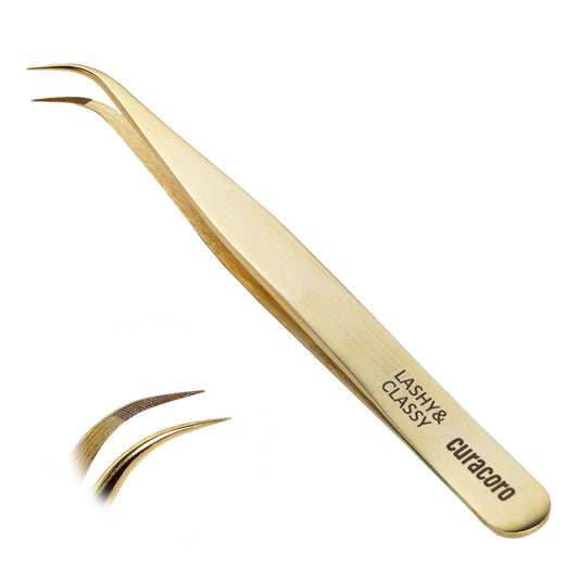 Curacoro Pinza de pestañas – Pinzas profesionales y de precisión para extensiones de pestañas, multiformas y propósitos, pinzas para volumen, aislamiento y pestañas clásicas (doradas, pestañas y