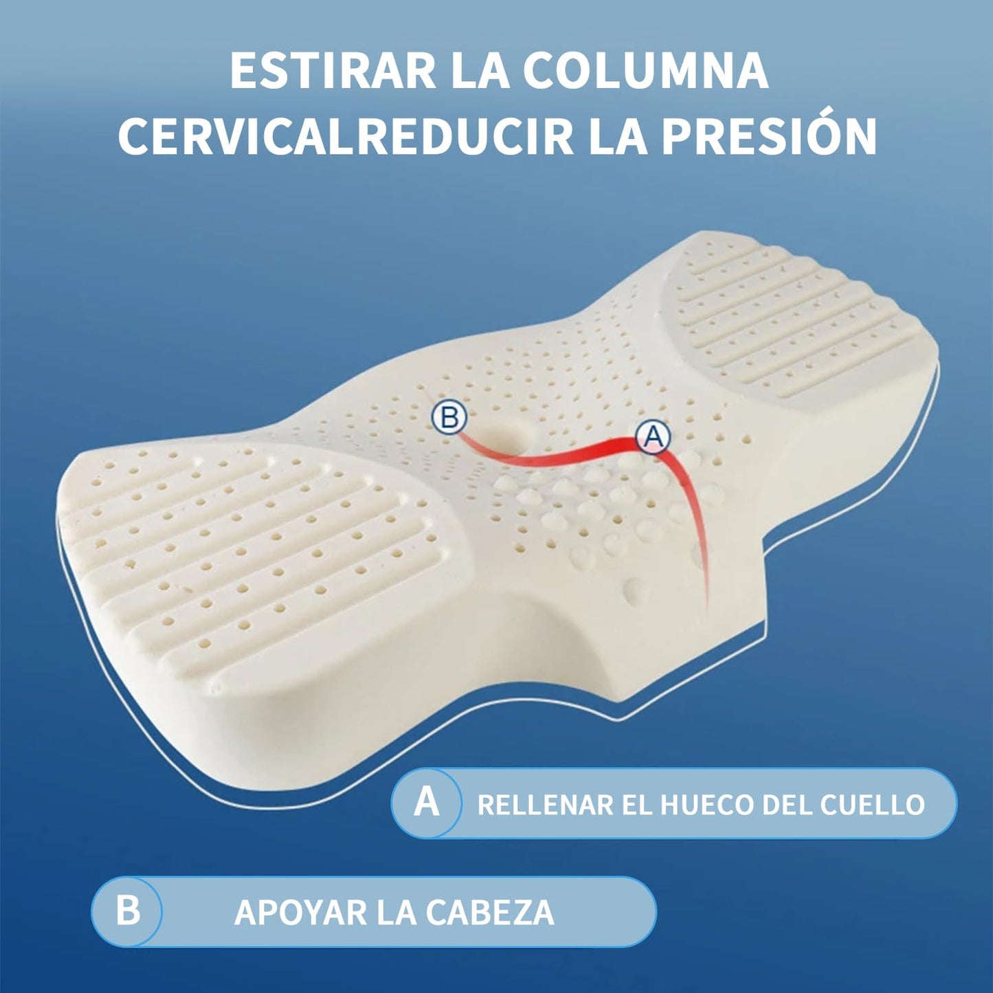 BNFU Almohada Memory Foam Cervical Almohada Ortopédica Ergonómica para Dormir 2 en 1 para Dormir Boca Arriba y de Lado 63x36x11.5 cm