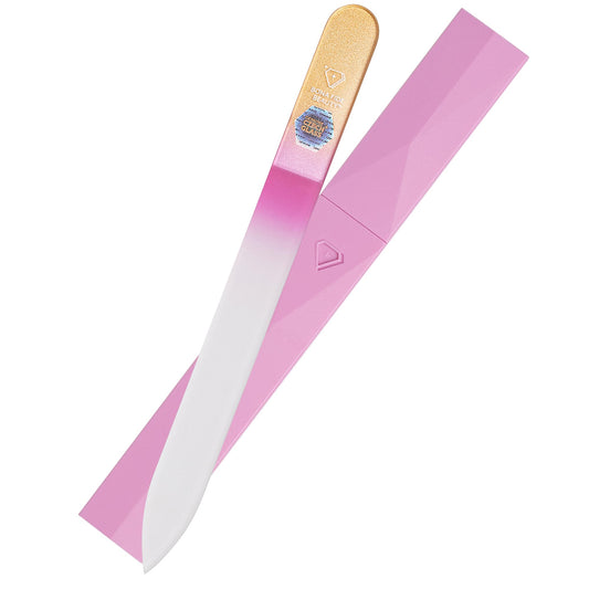Glass Nail File Manicure Nail Care, Gold/Magenta - Bona Fide Beauty Genuine Czech Glass