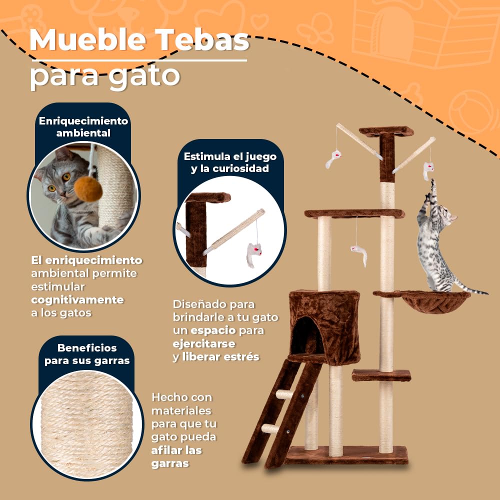 Fancy Pets Mueble/Rascador para Gato Tebas de 140 Centímetros de Altura