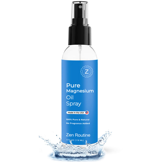 Zen Routine- “, Spray de Aceite de Magnesio Puro 4 fl oz (Paquete de 1), Absorbente Rápido, Aceite de Magesio 100% Orgánico, Promot