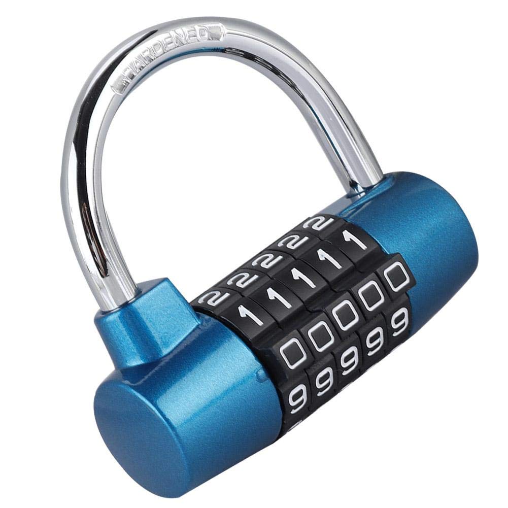 Candado de 5 dígitos, Cerradura de casillero Aleación de zinc, U forma de Cerradura Combinación de Puerta Maleta para gimnasio, Escuela, Hogar, Oficina, Viajes, Gabinete, Bicicleta(azul)