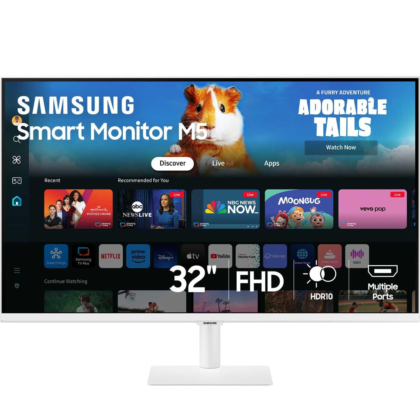 SAMSUNG Monitor inteligente FHD de 32 pulgadas M5 (M50D) Series con transmisión de TV, altavoces, HDR10, hub de juegos, múltiples puertos, rastreador de entrenamiento, herramientas de accesibilidad de
