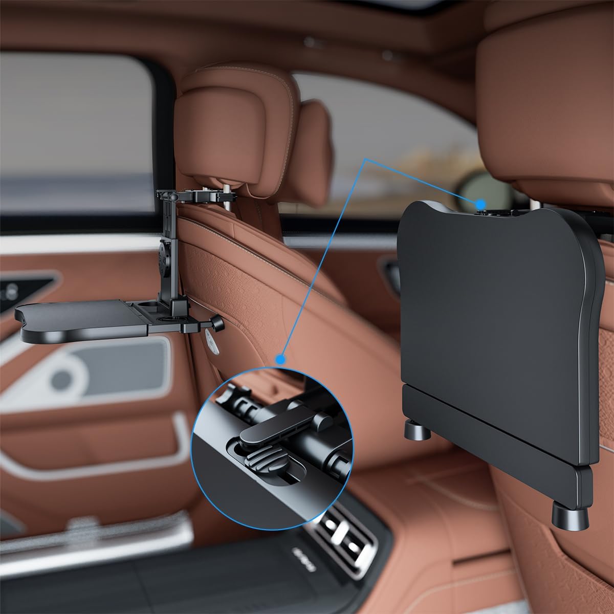Bandeja para Asiento Trasero del Coche, Bandeja Plegable Estable para Asiento Trasero de Coche, computadora para pasajeros Traseros, Viajes por Carretera, Comida y Trabajo, Bandeja de Viaje Ajustable