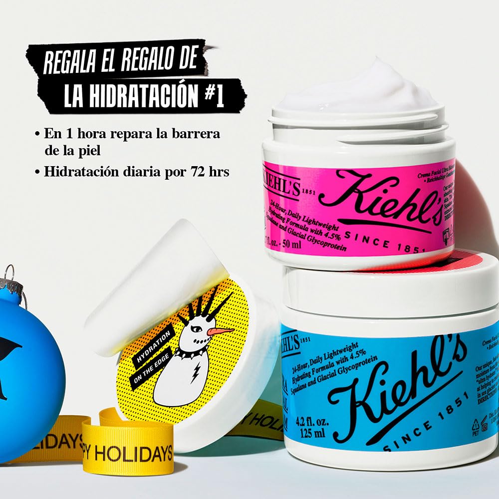 Kiehl's Christmas, Ultra Facial, Crema Facial Hidratante edición especial, Refuerza la Barrera de la Piel e Incluso Hidrata la Piel Sensible por 72 hrs., Con Escualano, 50 ml
