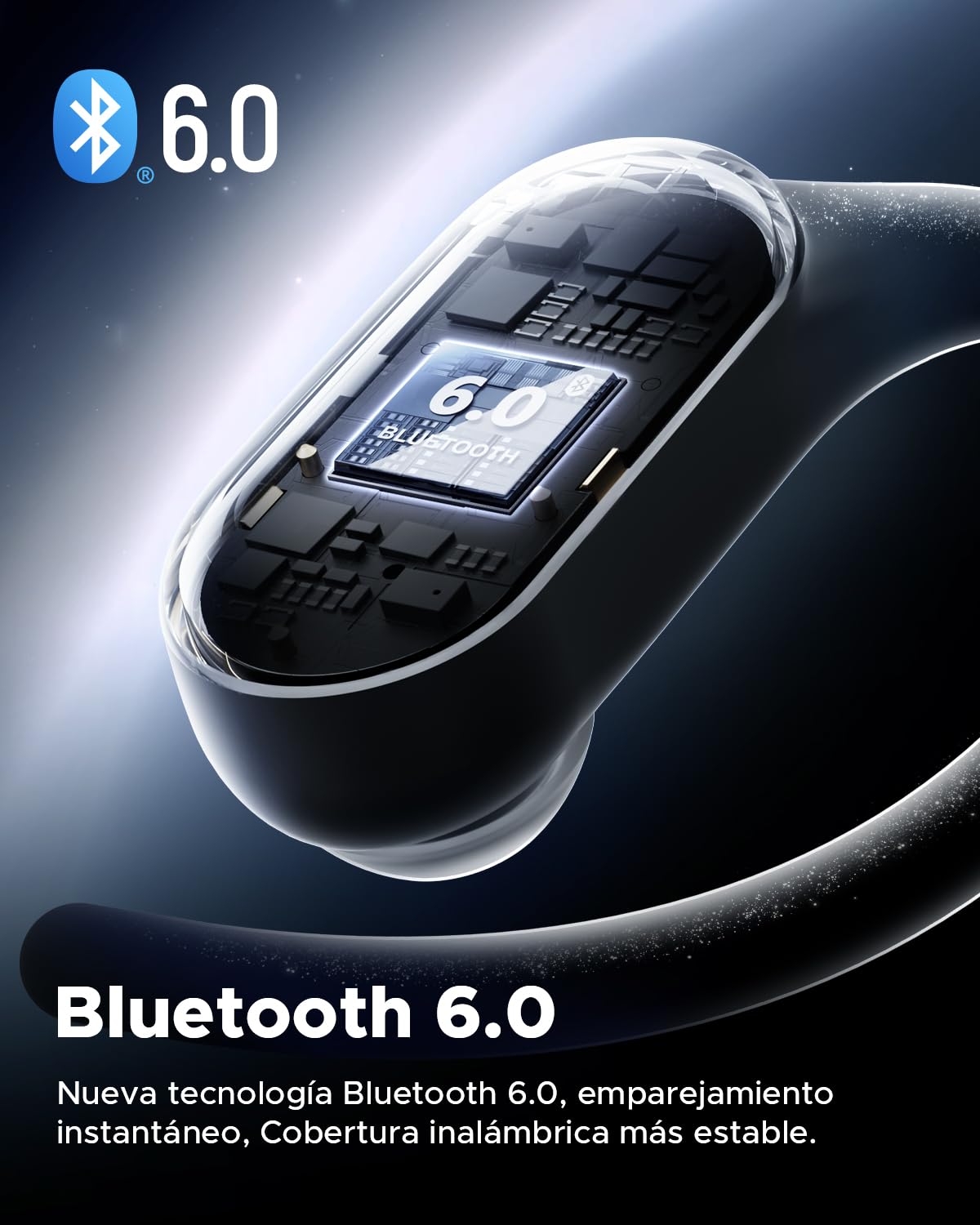 Audífonos Inalámbricos truefree Bluetooth 6.0 Negro Open-Ear con ENC y Carga Rápida para Hombre Mujer