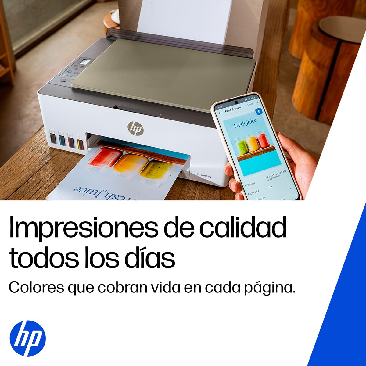 HP Impresora Multifuncional Smart Tank 583, Todo-en-Uno, Tanque de Tinta, WiFi, USB, Bluetooth, Smart, AirPrint, Impresión, Copiado, Escaneo (4A8D7A#AKY)