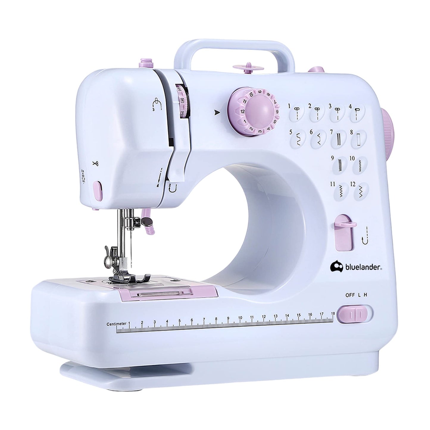Bluelander Máquina de Coser Eléctrica Mini, Máquina de Coser Portátil con 12 Puntadas y Luz LED, Ideal para Ropa, Fundas de Almohadas y Sábanas, Maquina de Coser, Sewing Machine