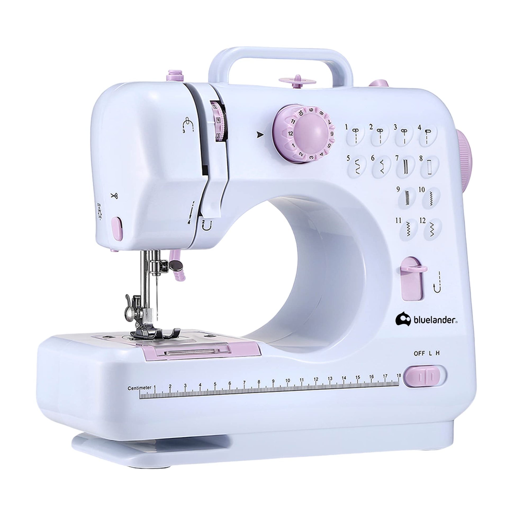 Bluelander Máquina de Coser Eléctrica Mini, Máquina de Coser Portátil con 12 Puntadas y Luz LED, Ideal para Ropa, Fundas de Almohadas y Sábanas, Maquina de Coser, Sewing Machine