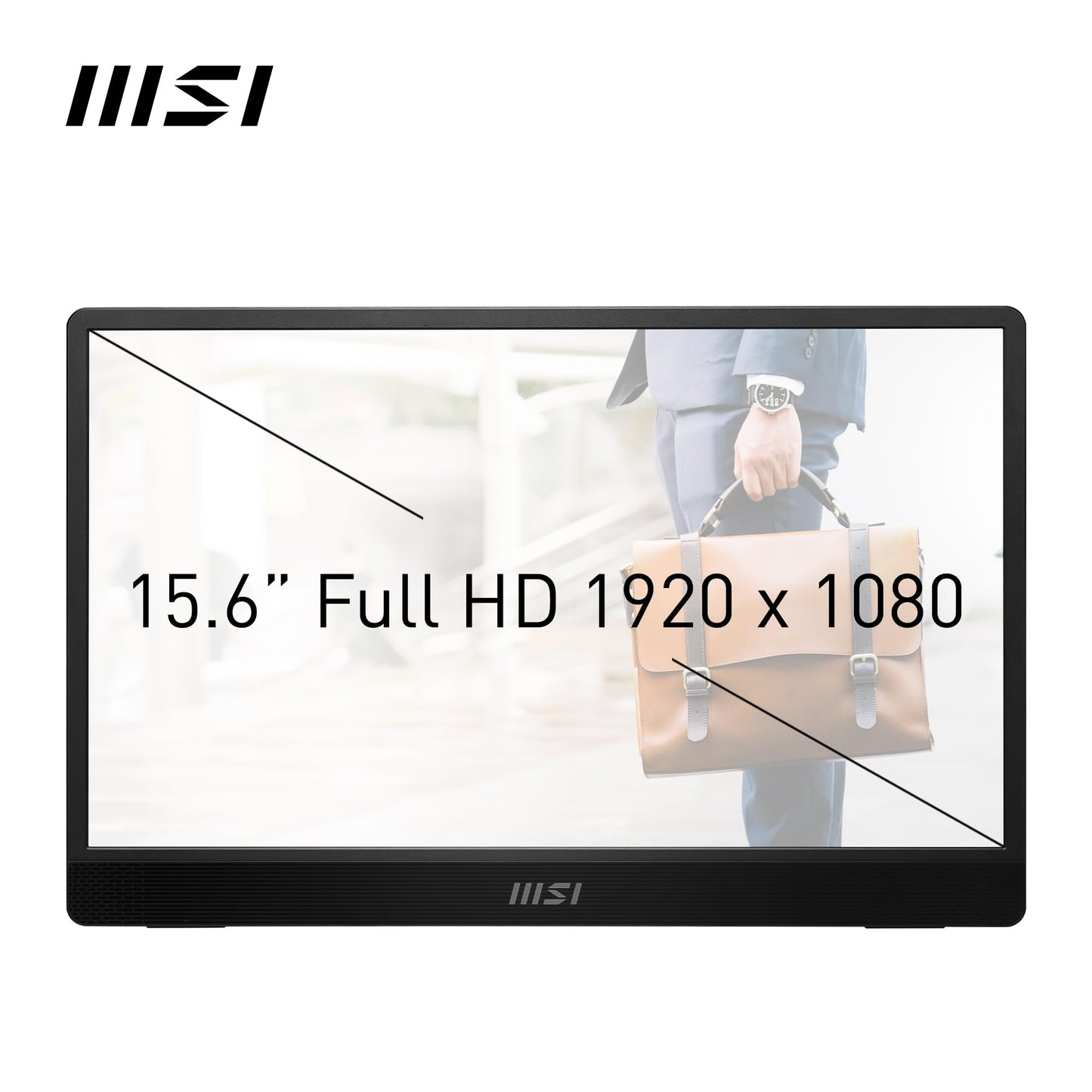 MSI Pro MP161 E2 Monitor portátil, 15.6 pulgadas FHD IPS 1080p, USB tipo C, Mini-HDMI, altavoces integrados, perfecto para PC, Mac, PS5, PS4, Xbox, móvil, gris metal