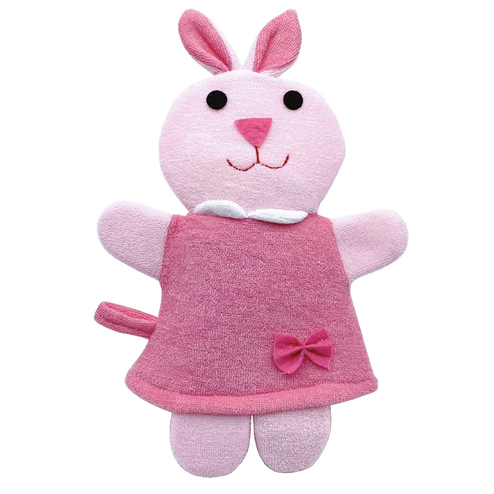 Guante de esponja de baño para niños, paquete de 5 guantes de baño con bonito animal de ducha, lufa, guantes de lavado suave, exfoliante corporal para bebé (3 piezas)