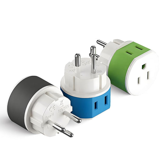 Adaptador de Enchufe de Alimentación OREI Israel Palestina Blanco con 2 Entradas de EE. UU. Paquete de 3 Unidades Tipo H adecuado para Teléfonos y Portátiles
