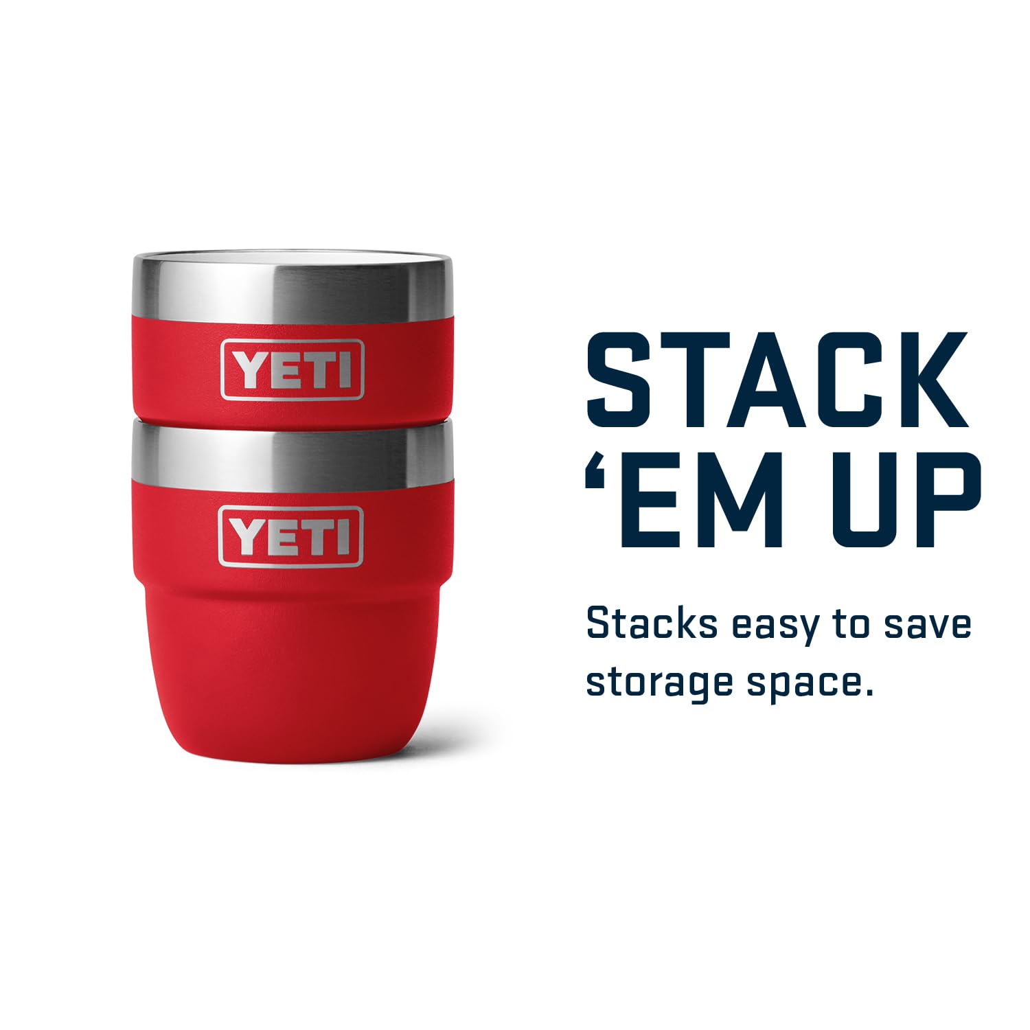 Taza Apilable YETI Rambler Rojo Acero Inoxidable Aislada al Vacío 4 oz Paquete de 2
