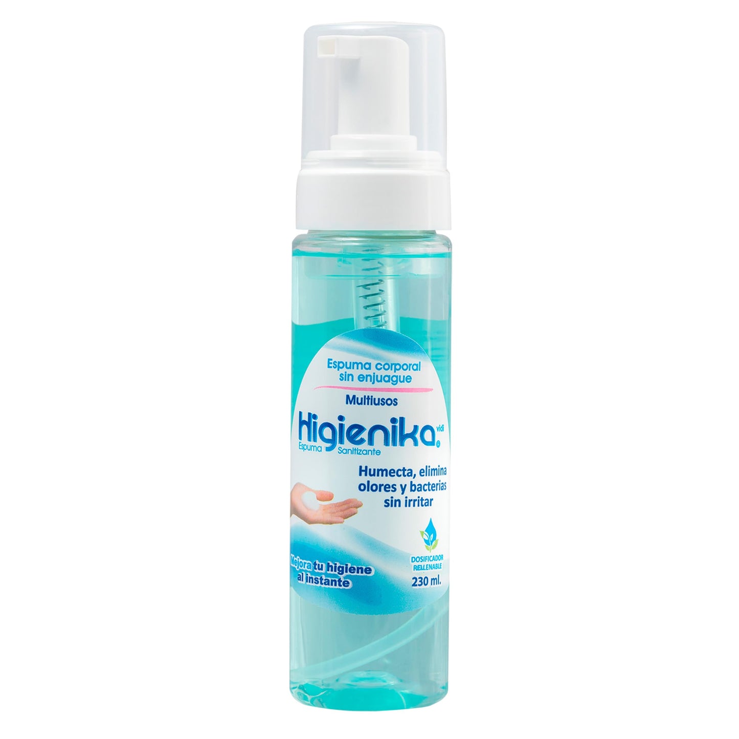 HIGIENIKA - Higiene instantánea sin enjuague - Jabón antibacterial SIN alcohol, espuma baño en seco para personas en cama, elimina olores y bacterias (230 ml)
