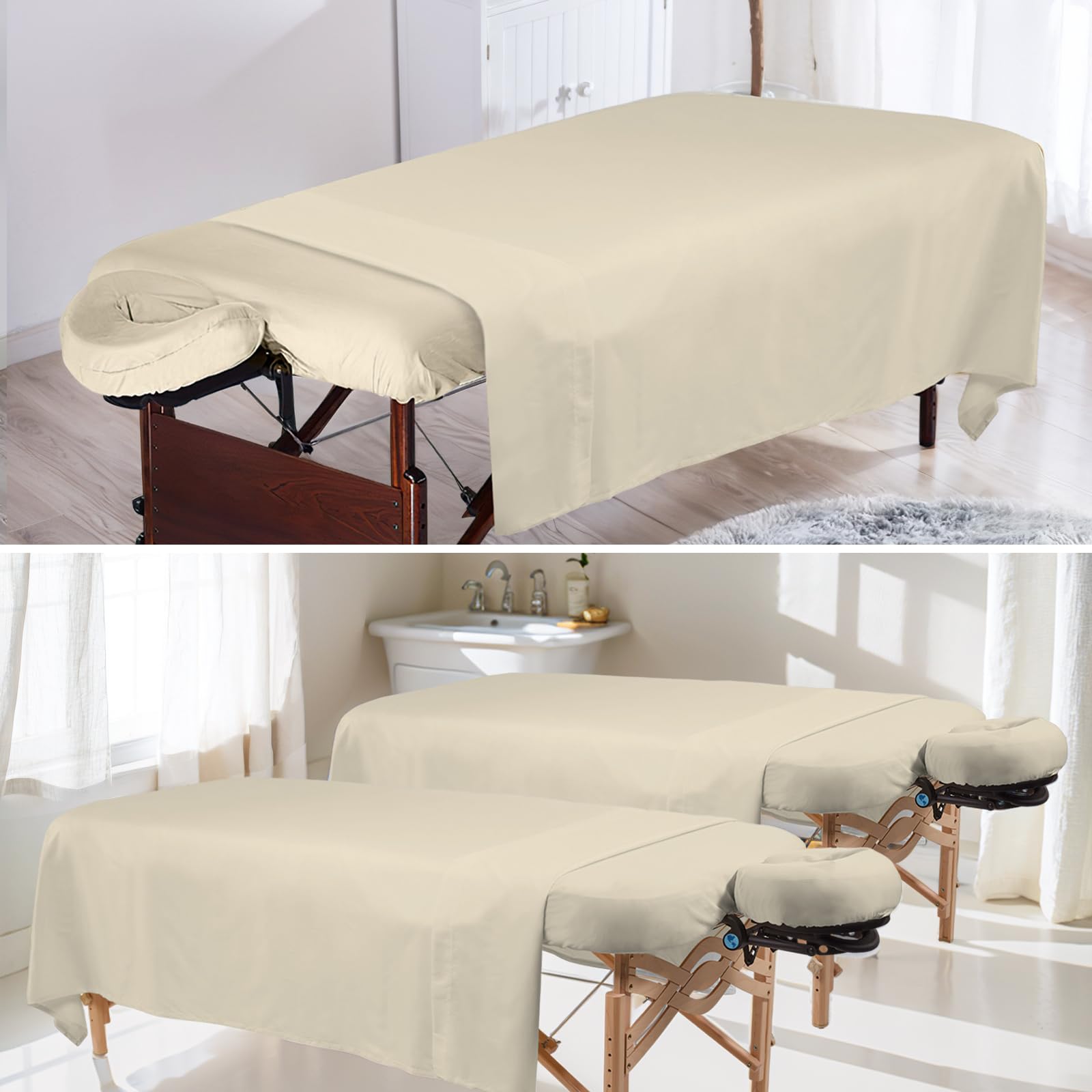 Bavlesfuire- JUEGO DE SÁBANAS DE MASAJE DE 3 PIEZAS: Recibirá 4 juegos de colchas de masaje, 4 juegos de sábanas ajustables de masaje y 4 juegos de soporte facial de masaje, que se pueden reutilizar.