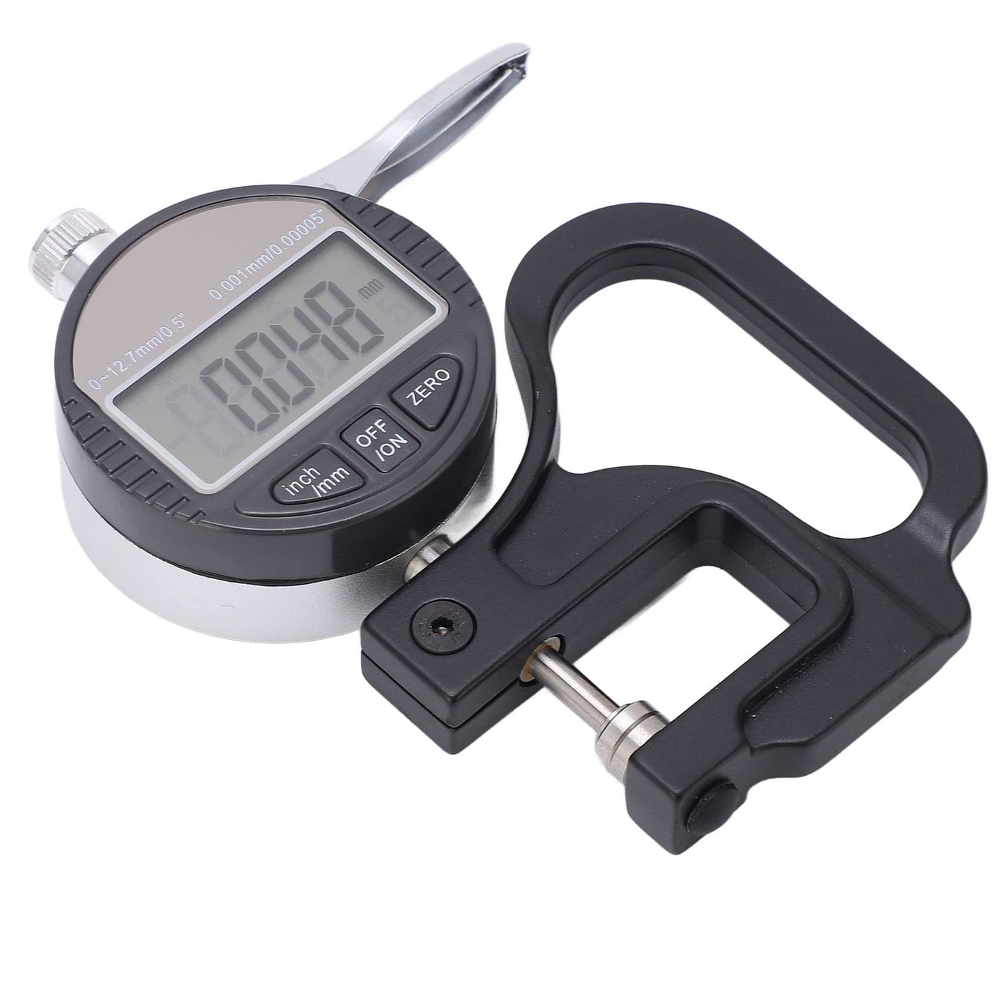Tgoon Medidor de espesor digital, ABS de aluminio Medidor de espesor preciso para tela de de cuero Película Esponja Alambre