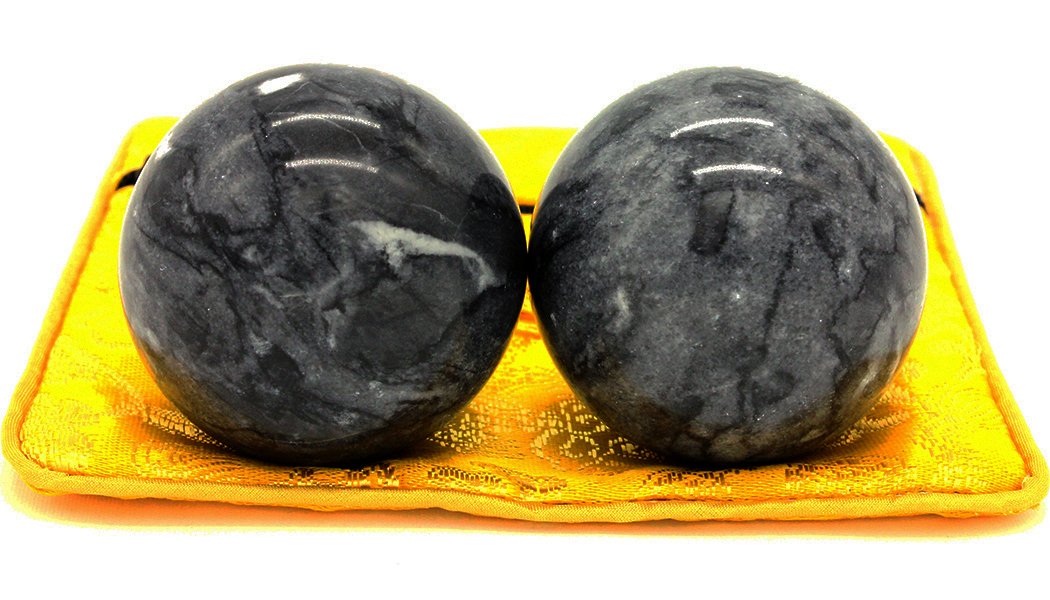 Bolas de Baoding Salud Mármol Negro Ejercicio Masaje para Hombre