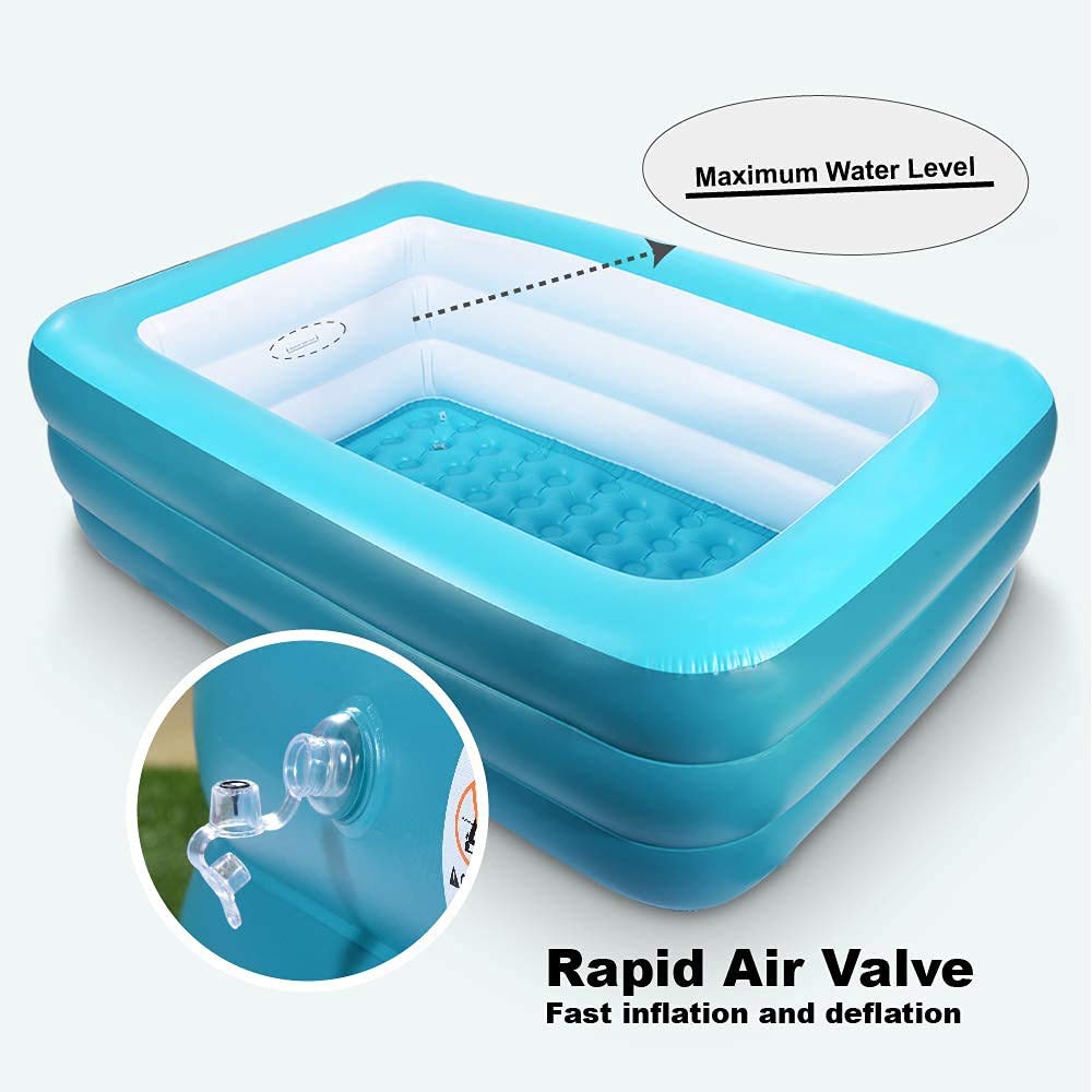 Piscina Inflable Familiar Verde con Piso Suave para Patio o Interior