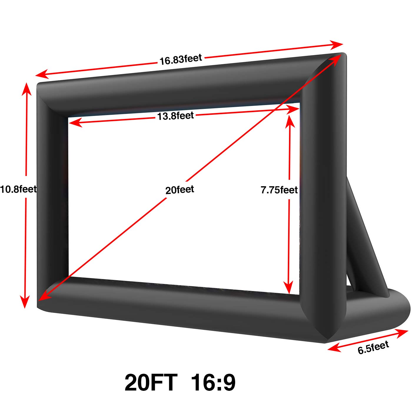 PPXIA - visualización de proyección inflable para exteriores de 20 pies, pantallas de soplado frontal y posterior con soplador de aire, lo mejor para noches de cine, patio trasero, cine en casa,