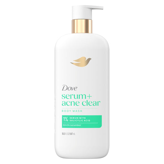 Dove Body Wash Acne Clear Clears & helps prevent acne 1% clearing salicylic acid acne treatment 18.5 oz