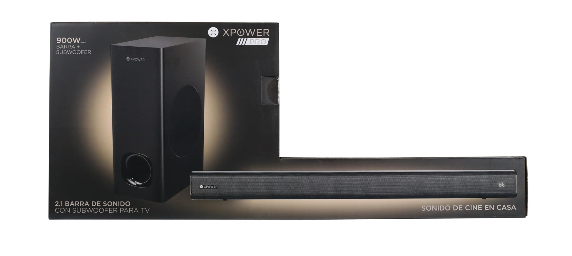 XP WER Sistema de Sonido de Cine en Casa de 120W, Barra de Sonido 60W + Subwoofer 60W | XP-SBW, Bluetooth, HDMI, AUX, Cable Optico